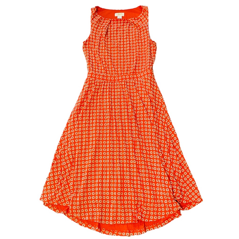 Maeve by Anthropologie Brianne Dress Orange Daisy Floral Cowl Neck